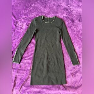 J Brand Black Long-Sleeve Sheath Dress with Zip Trims. Size S Petite